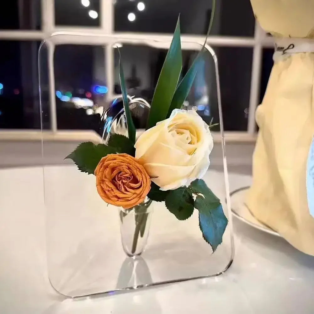 ClearElegance Acrylic Vase & Frame Set