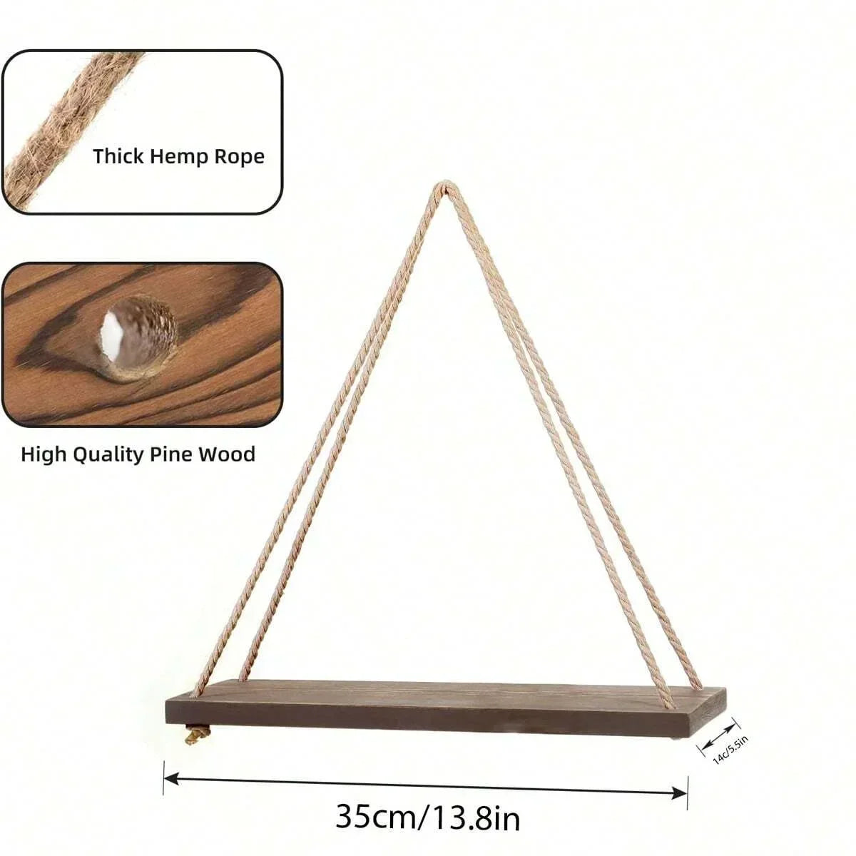 RopeHaven Wooden Wall Shelf