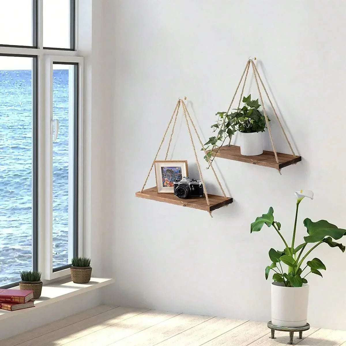 RopeHaven Wooden Wall Shelf