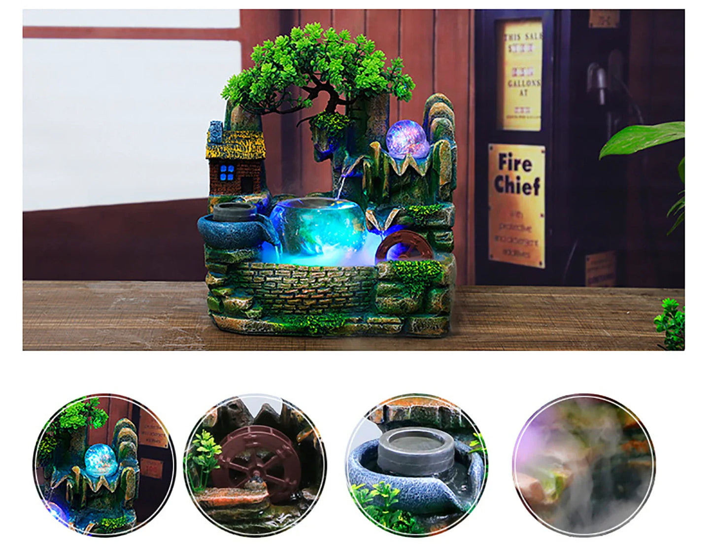 LumiFlow LED Desktop Waterfall Fountain