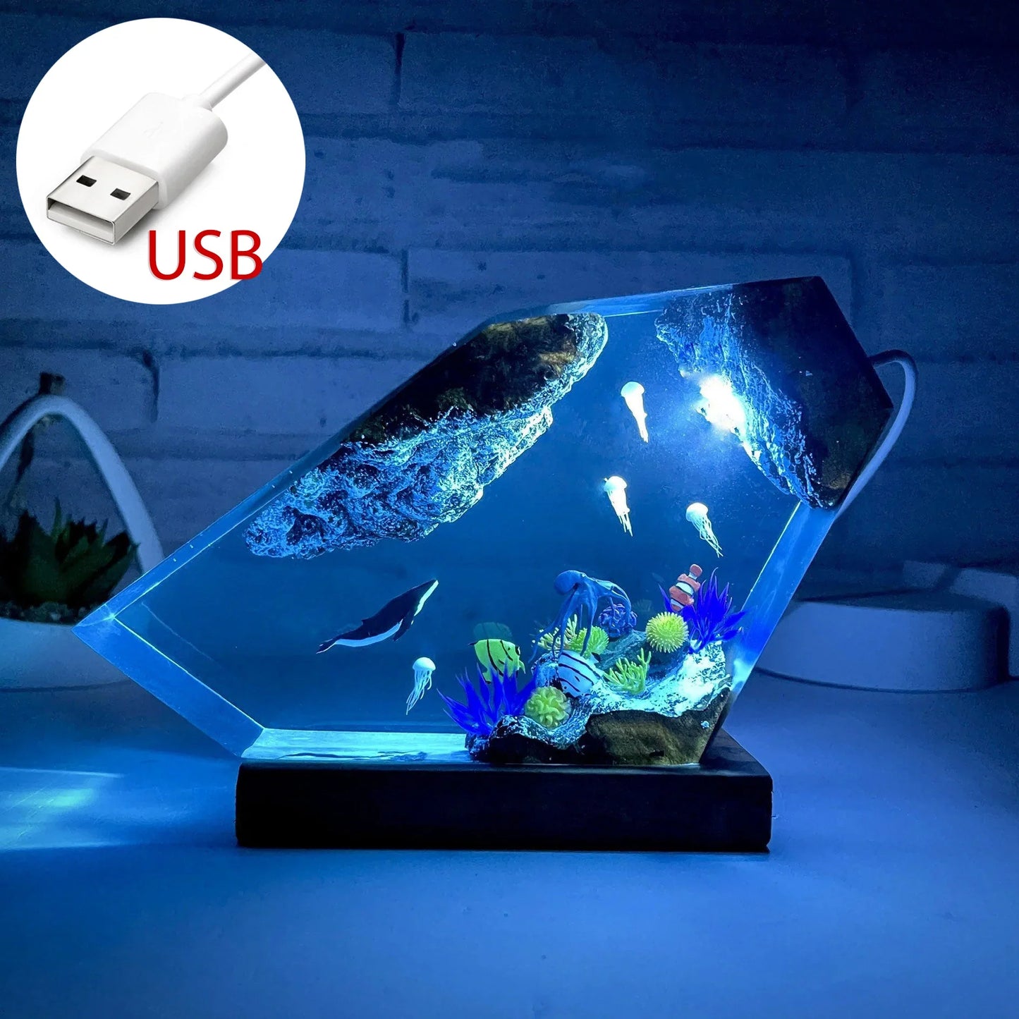OceanGlow Whale & Jellyfish Lamp