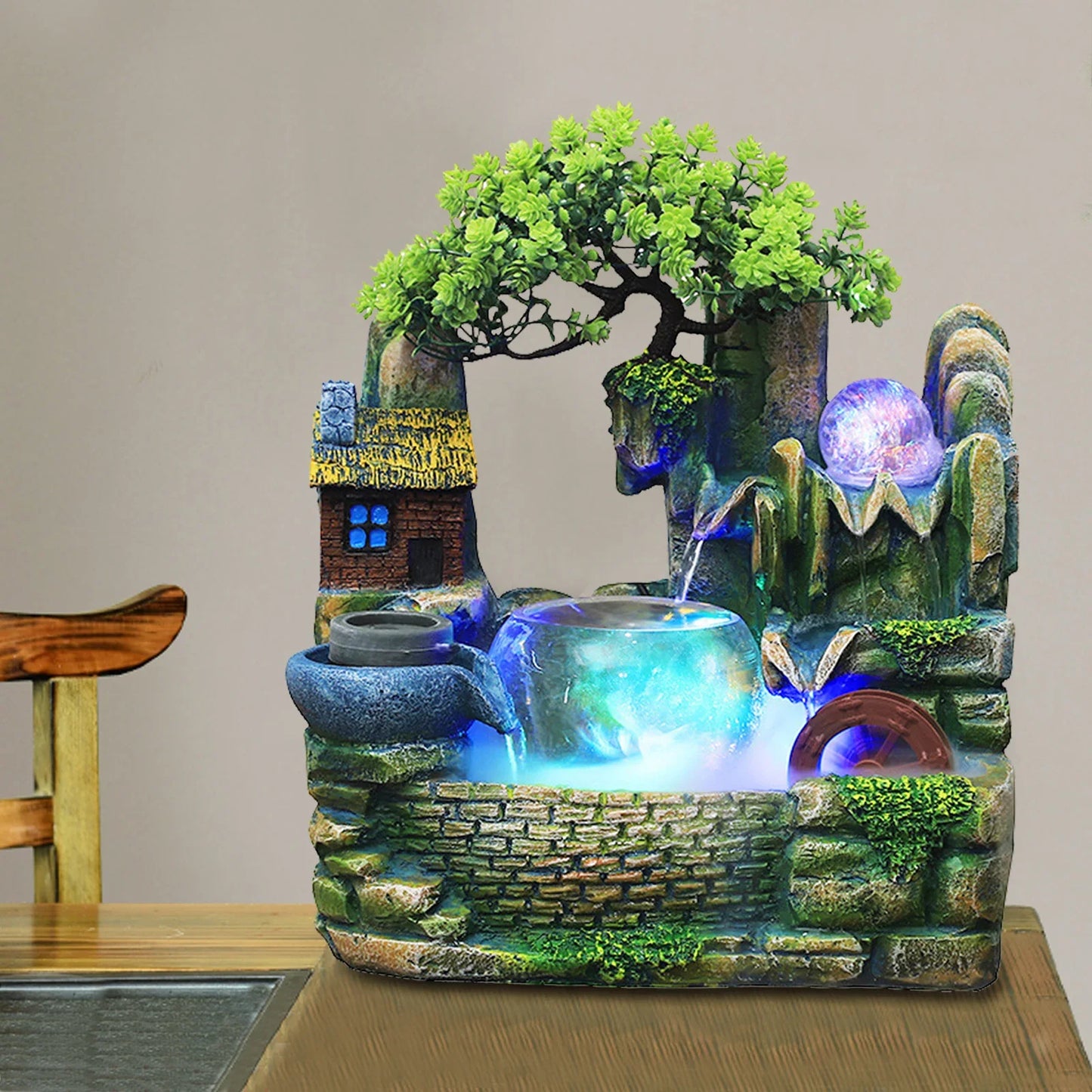LumiFlow LED Desktop Waterfall Fountain