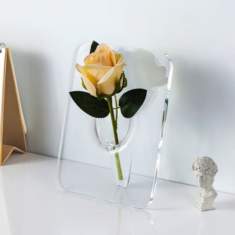 ClearElegance Acrylic Vase & Frame Set