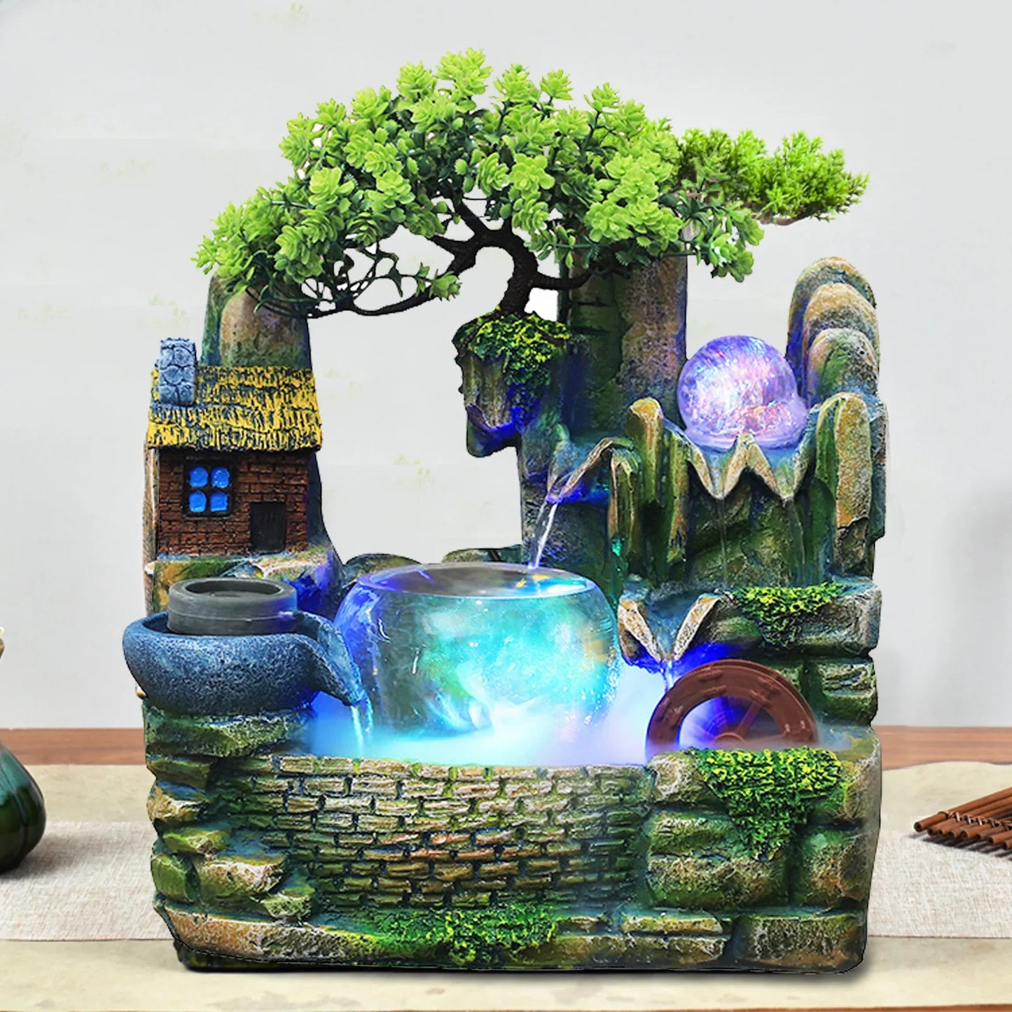 LumiFlow LED Desktop Waterfall Fountain